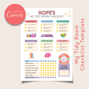The Joyful Juggle Kids My Room Tidy Checklist_Yellow