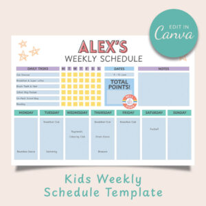 The Joyful Juggle Kids Weekly Schedule (Blue)