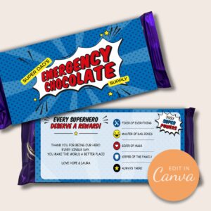 Alternative view of Super Dad Chocolate Wrapper Template | Editable Father's Day Canva Template