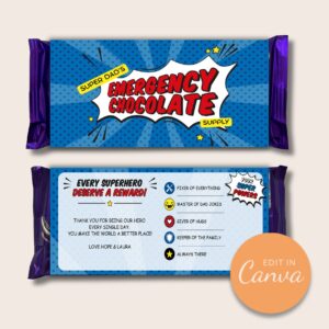 Super Dad Chocolate Wrapper Template | Editable Father's Day Canva Template